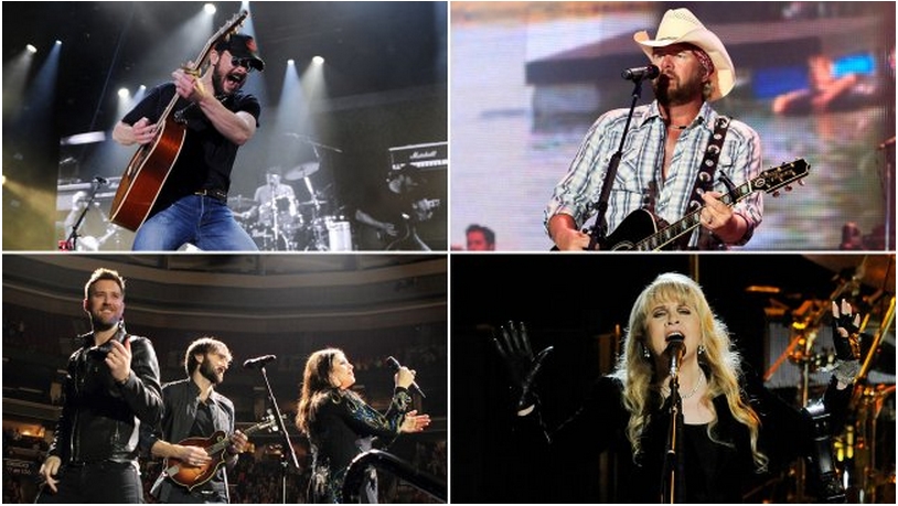 Clockwise from top left: Eric Church, Toby Keith, Stevie Nicks and Lady Antebellum (AP Images)