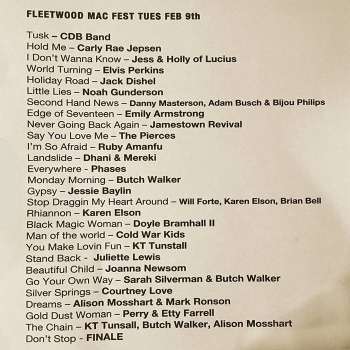 Fleetwood Mac Fest set list