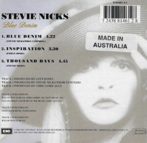 Stevie Nicks, "Blue Denim," Australian maxi single with "Inspiration" and "Thousand Days"
