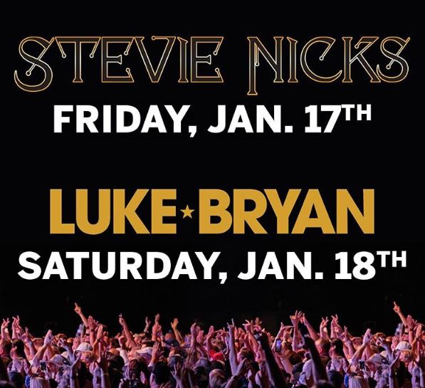 Stevie Nicks, Luke Bryan, PGA Tour, PGA West, La Quinta CA, January 2020