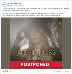 Stevie Nicks postponement